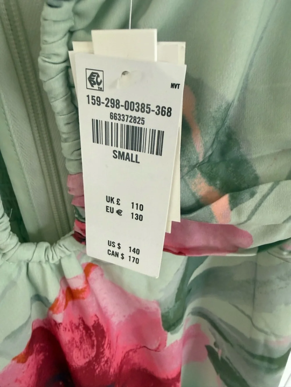 Abercrombie & Fitch Mint Floral Maxi Dress with Pink & Purple Blooms